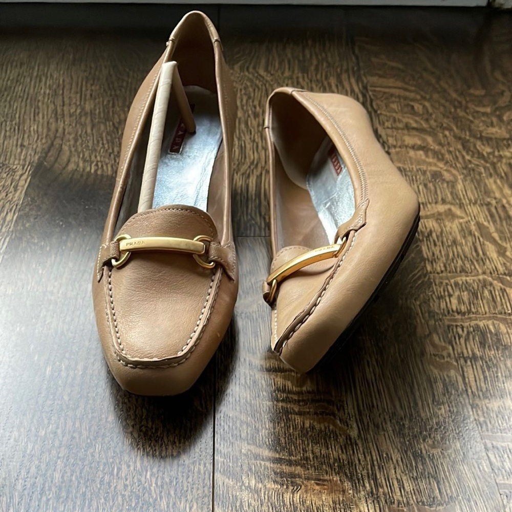 Prada Kitten Heel Tan Leather
